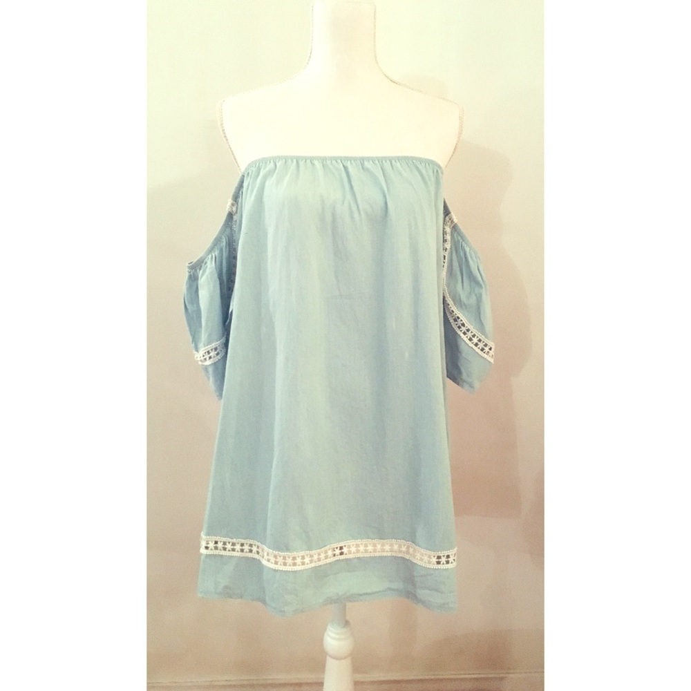 Blue Off Shoulder Dress